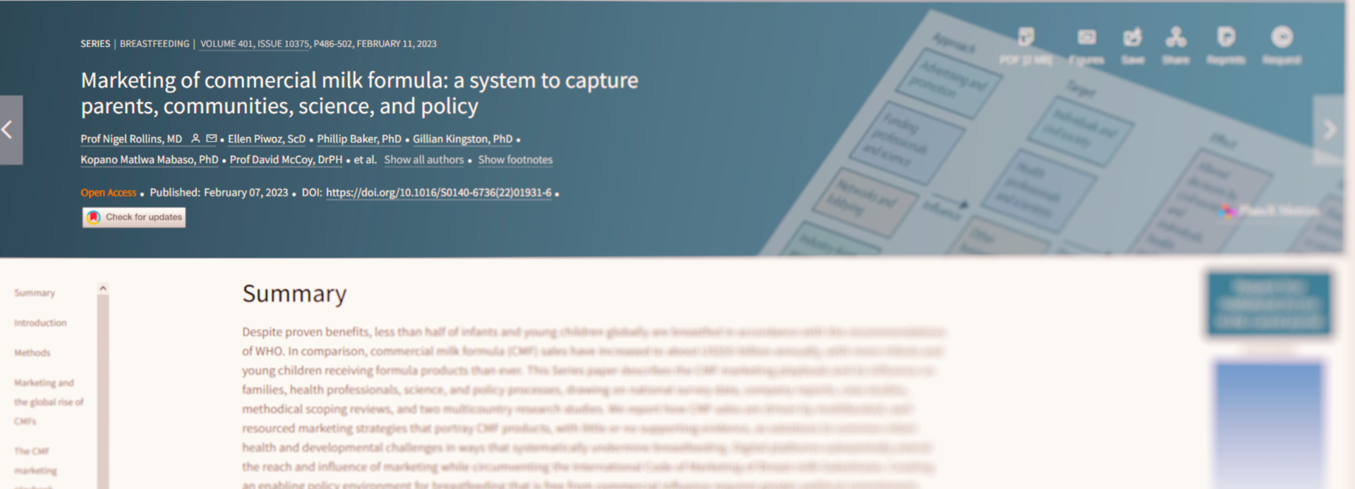 Screenshot The Lancet zum Marketing von Babymilchpulver Screenshot The Lancet zum Marketing von Babymilchpulver