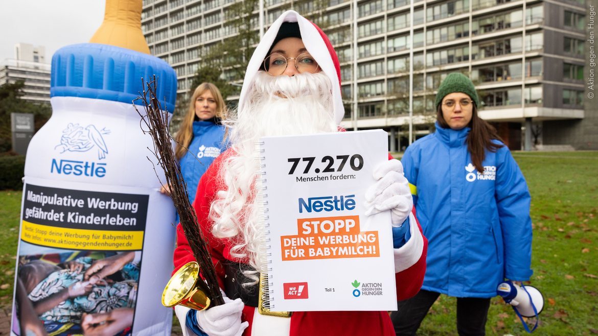 Aktion zur Kampagne: Nestlé: Stopp deine Werbung für Babymilch
