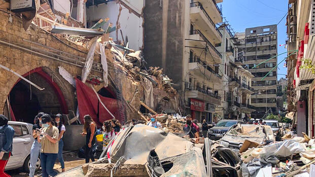 Zerstörte Häuser in Beirut nach Explosion Zerstörte Häuser in Beirut nach Explosion