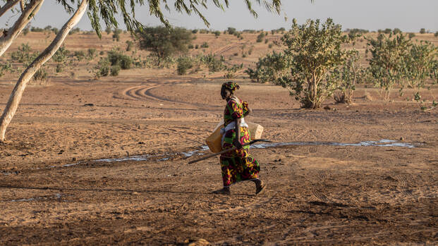Frau läuft in der Wüste Frau läuft in der Wüste