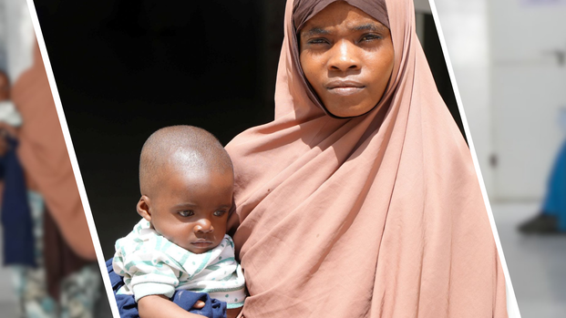 Nafisa und eines ihrer Kinder im Makkah-Krankenhaus in Somalia